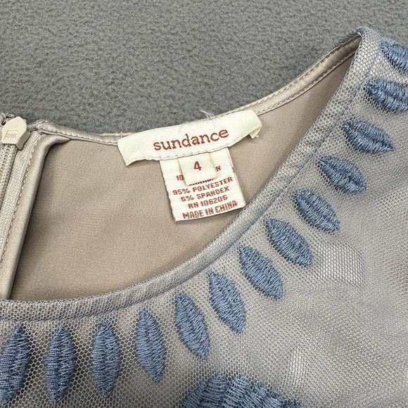 SUNDANCE Love at First Sight Pastel Blue Embroidered Sleeveless Lace Dress‎ Sz 4 - Picture 3 of 16